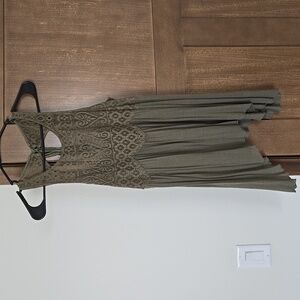 Olive Green Lace Detail Women's Top